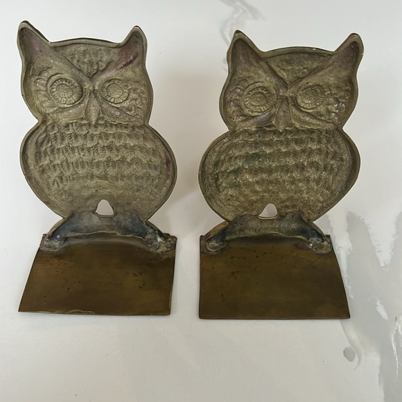 Vintage Pair of Brass Owl Bookends - Picture 7 of 11